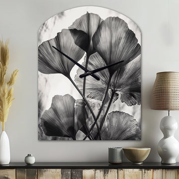 Tropical Ginkgo Leaves II - Asymmetric Metal Wall Clock